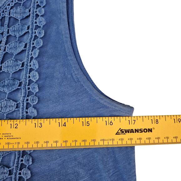 Talbots Petites SP Blue Crochet Cotton Tank Top Layering Blouse - Picture 7 of 8